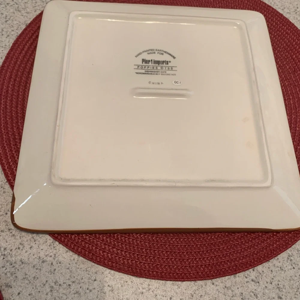 Retired Red Floral Decorative Serving Platter from Pier One